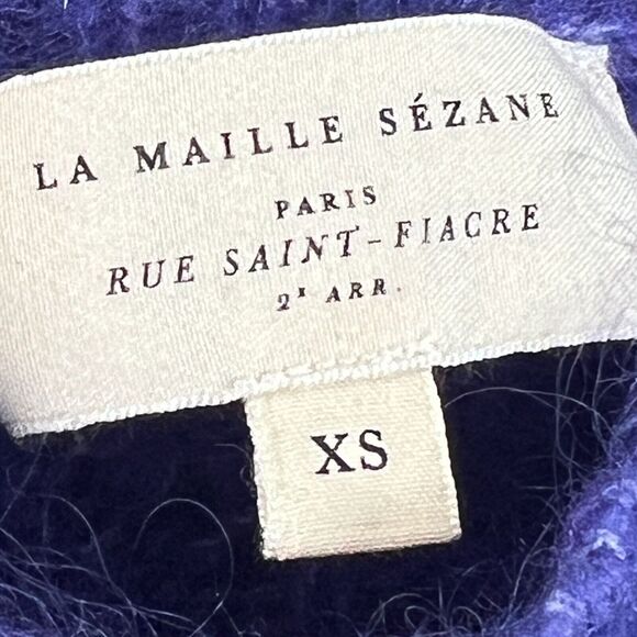 La Maille Sézane XS Cable Knit Sweater In Blue Mohair & Wool XS - Picture 5 of 13